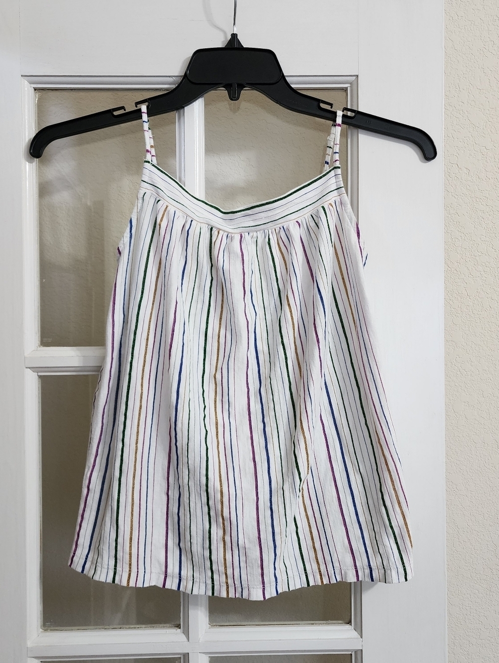 J Crew Striped Metallic Smocked Cami Tank Top Size S Summer Boho